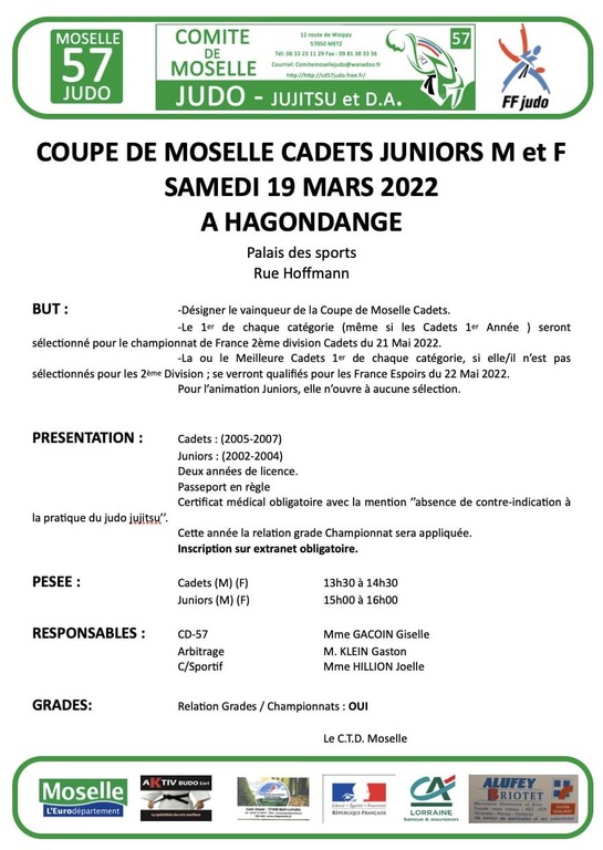 Coupe de moselle cadet / cadettes / juniors hagondange 